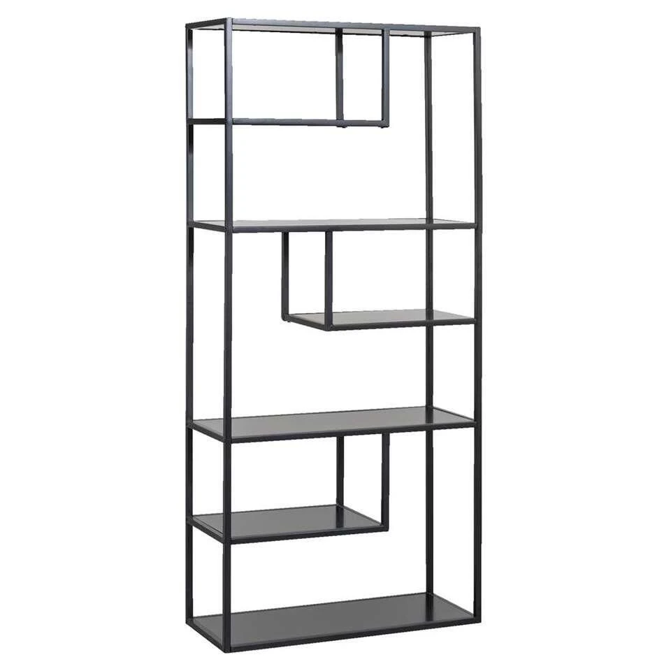 WOOOD Boeken Kast Teun - Zwart - 188x85x35 Centimeter 5 WOOOD Boeken Kast Teun - Zwart - 188x85x35 Centimeter - Afbeelding 3