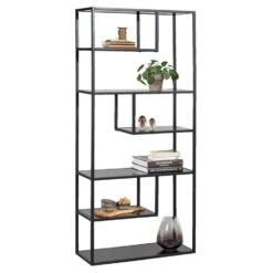 WOOOD Boeken Kast Teun - Zwart - 188x85x35 Centimeter 9 WOOOD Boeken Kast Teun - Zwart - 188x85x35 Centimeter -RoomStyle Verkoopwinkel 11600740 0330