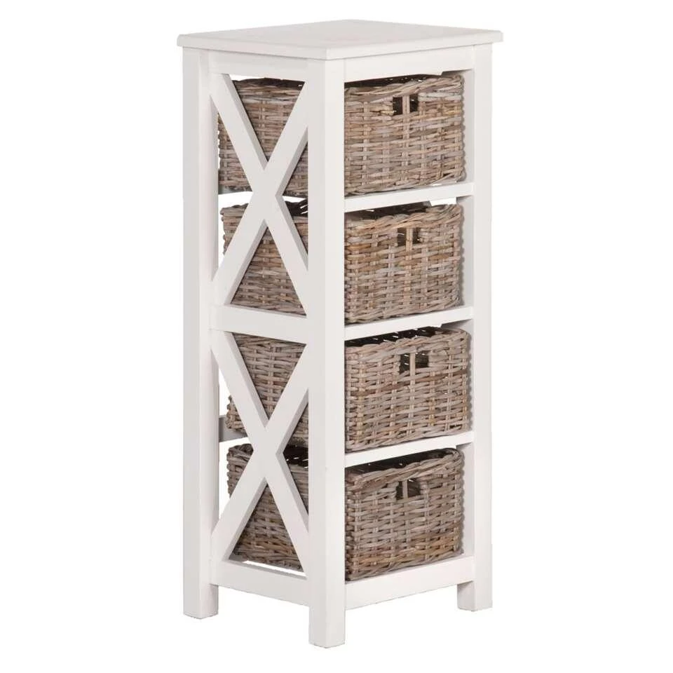 Ladekast Valerie 4 Lades - Off-white - 93x39x33 Cm 4 Ladekast Valerie 4 Lades - Off-white - 93x39x33 Cm - Afbeelding 2