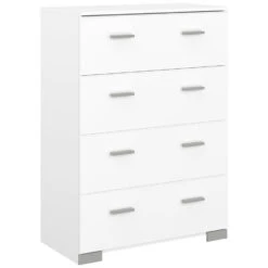 Ladekast Timo 4 Lades - Wit - 106,3x76,5x39,8 Cm -RoomStyle Verkoopwinkel 11909001 2105