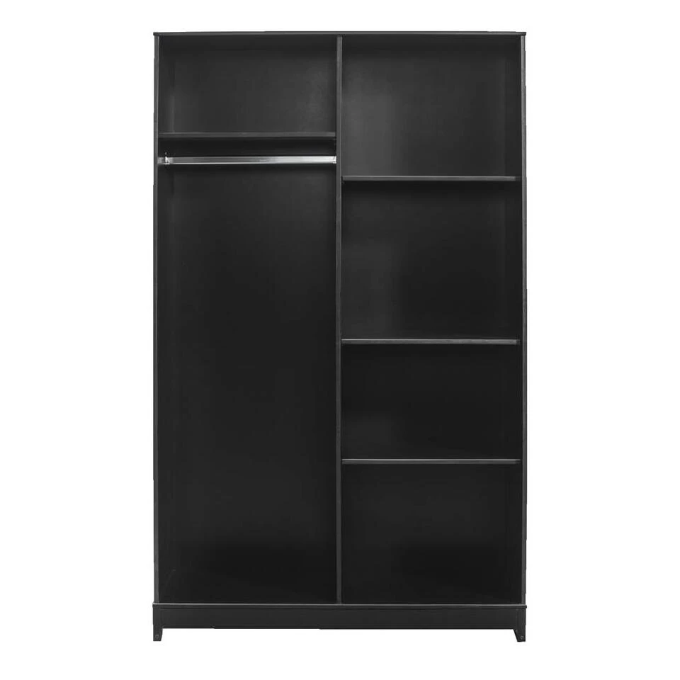 Kledingkast Santos 2-deurs - Zwart - 180x110x52 Cm 5 Kledingkast Santos 2-deurs - Zwart - 180x110x52 Cm - Afbeelding 3