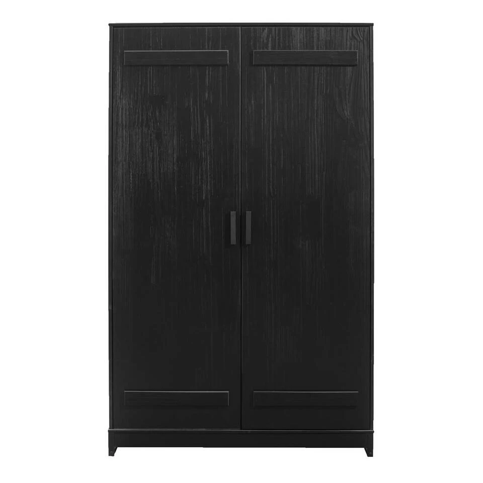 Kledingkast Santos 2-deurs - Zwart - 180x110x52 Cm 3 Kledingkast Santos 2-deurs - Zwart - 180x110x52 Cm