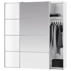 Schuifdeurkast Verona - Wit/spiegel - 200x182x64 Cm -RoomStyle Verkoopwinkel 12402365 0370