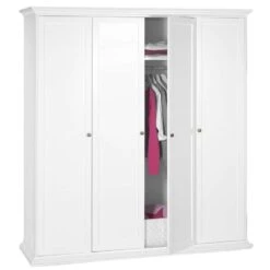 Kledingkast Fleur 4-deurs - Wit - 201x181x61 Cm -RoomStyle Verkoopwinkel 12402610 0330
