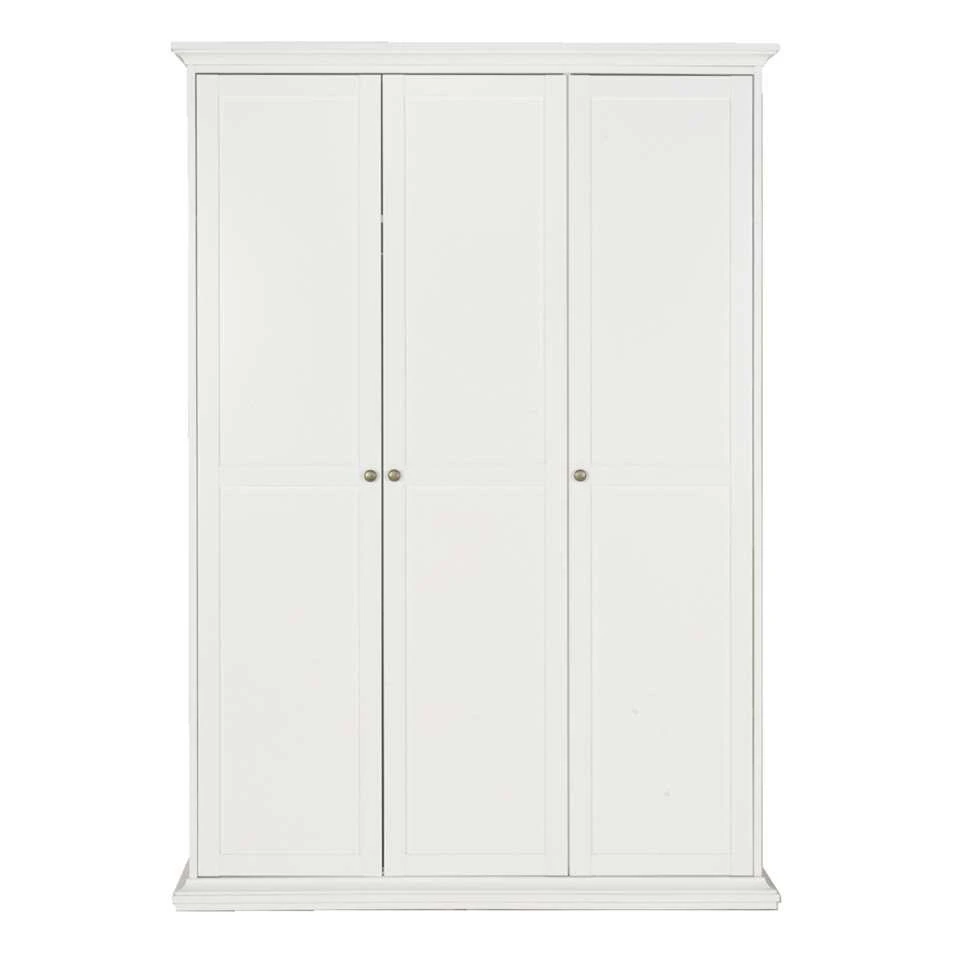 Kledingkast Fleur 3-deurs - Wit - 201x139x61 Cm 3 Kledingkast Fleur 3-deurs - Wit - 201x139x61 Cm