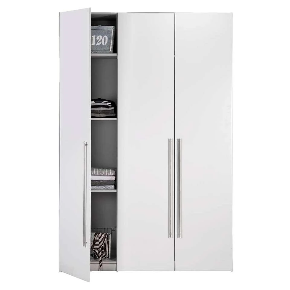 Kledingkast Bergen 3-deurs - Wit - 219x147x59,5 Cm 4 Kledingkast Bergen 3-deurs - Wit - 219x147x59,5 Cm - Afbeelding 2