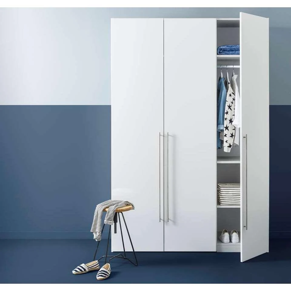 Kledingkast Bergen 3-deurs - Wit - 219x147x59,5 Cm 6 Kledingkast Bergen 3-deurs - Wit - 219x147x59,5 Cm - Afbeelding 4
