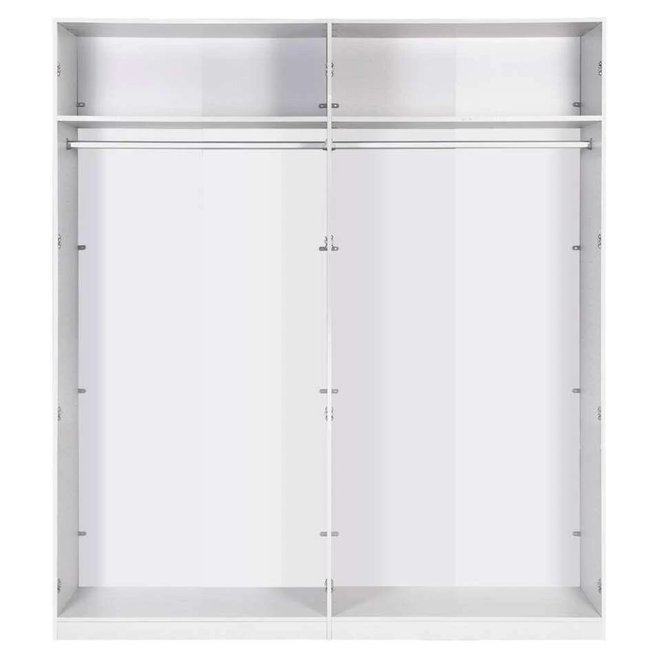 Kledingkast Bergen 4-deurs - Wit - 219x196x59,5 Cm 4 Kledingkast Bergen 4-deurs - Wit - 219x196x59,5 Cm - Afbeelding 2