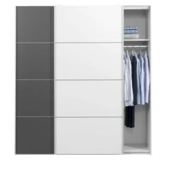 Schuifdeurkast Verona Wit - Wit/antraciet - 200x182x64 Cm -RoomStyle Verkoopwinkel 12402960 0140