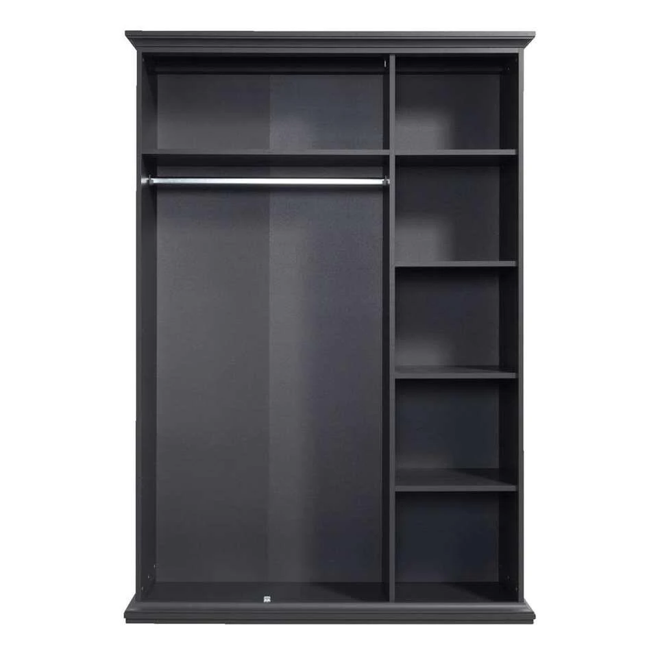 Kledingkast Amber - Antraciet - 201x139x61 Cm 4 Kledingkast Amber - Antraciet - 201x139x61 Cm - Afbeelding 2