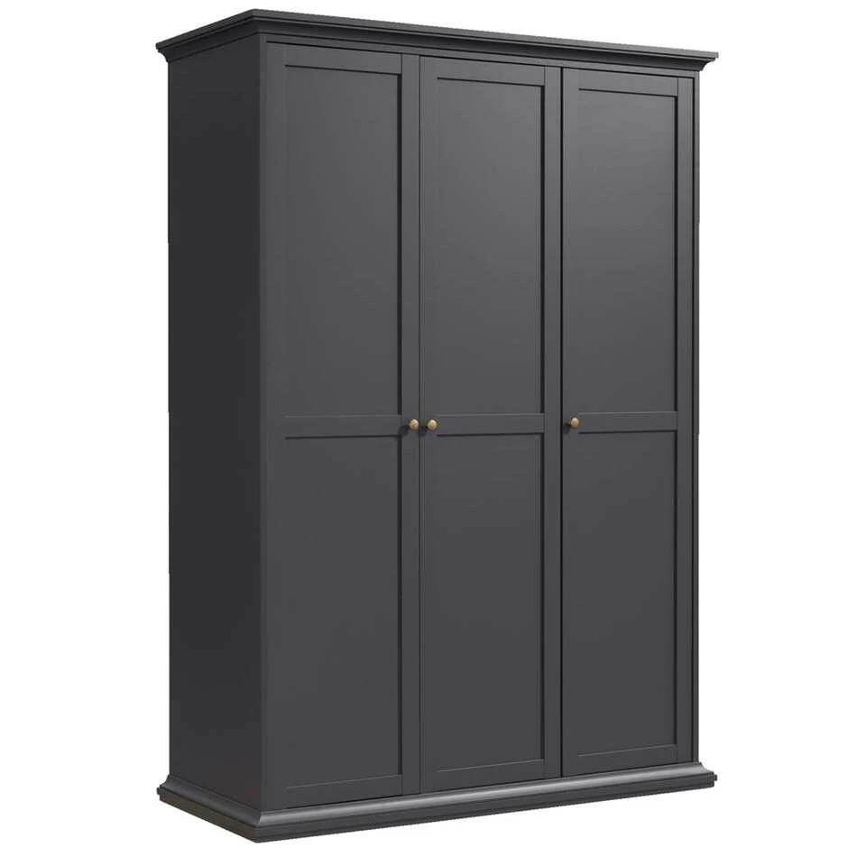 Kledingkast Amber - Antraciet - 201x139x61 Cm 5 Kledingkast Amber - Antraciet - 201x139x61 Cm - Afbeelding 3