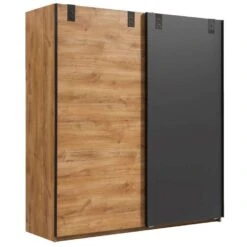 Schuifdeurkast Dex - Eikenkleur/grafiet - 198x180x64 Cm -RoomStyle Verkoopwinkel 12403240 0300