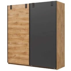 Schuifdeurkast Dex - Eikenkleur/grafiet - 198x180x64 Cm -RoomStyle Verkoopwinkel 12403240 0301