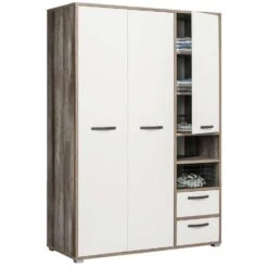 Kledingkast Mono 3-deurs - Wit/steigerhoutlook - 201x138x57 Cm -RoomStyle Verkoopwinkel 12403480 0330