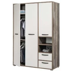 Kledingkast Mono 3-deurs - Wit/steigerhoutlook - 201x138x57 Cm -RoomStyle Verkoopwinkel 12403480 0331