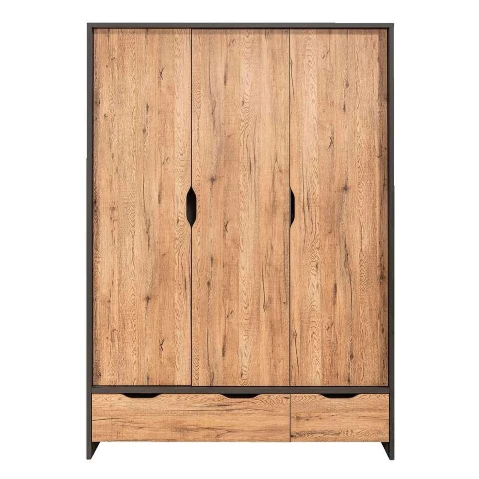 Kledingkast Harvey - Donker Eiken-/antracietkleur - 193x141x58 Cm 3 Kledingkast Harvey - Donker Eiken-/antracietkleur - 193x141x58 Cm