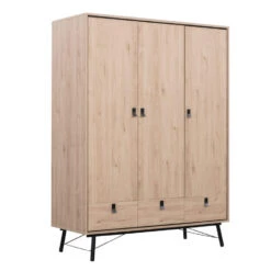 Kledingkast Kansas 3-deurs - Eikenkleur - 200x150x60 Cm -RoomStyle Verkoopwinkel 12403540 0300