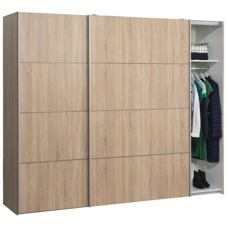 Schuifdeurkast Verona XL - Eikenkleur - 200,4x242,7x59 Cm 4 Schuifdeurkast Verona XL - Eikenkleur - 200,4x242,7x59 Cm - Afbeelding 2