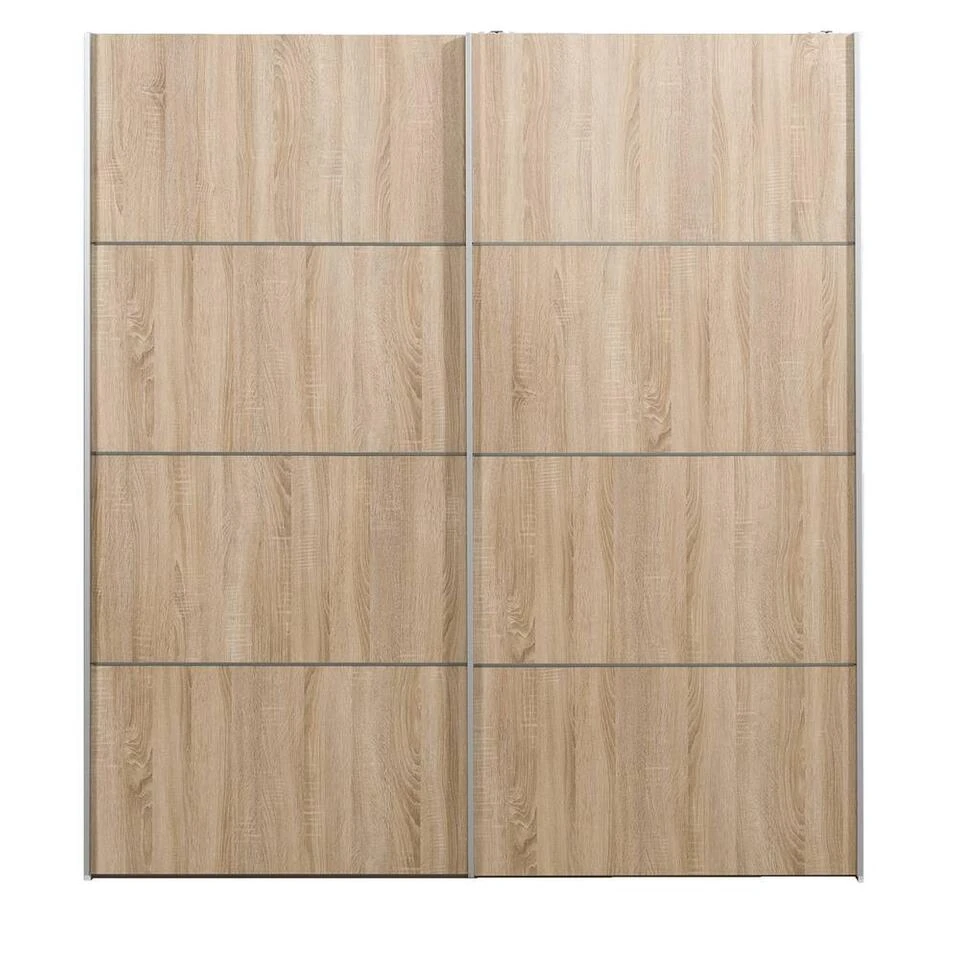 Schuifdeurkast Verona Wit - Eikenkleur - 200x182x64 Cm 3 Schuifdeurkast Verona Wit - Eikenkleur - 200x182x64 Cm