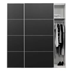 Schuifdeurkast Verona Wit - Zwart - 200x182x64 Cm -RoomStyle Verkoopwinkel 12403805 0140