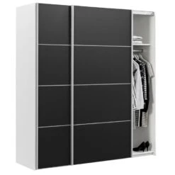 Schuifdeurkast Verona Wit - Zwart - 200x182x64 Cm -RoomStyle Verkoopwinkel 12403805 0330