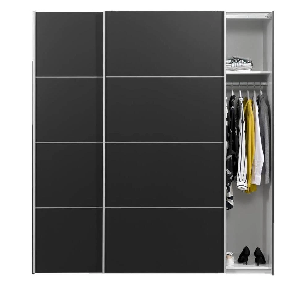 Schuifdeurkast Verona Antraciet - Zwart - 200x182x64 Cm 5 Schuifdeurkast Verona Antraciet - Zwart - 200x182x64 Cm - Afbeelding 3