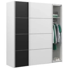 Schuifdeurkast Verona Wit - Zwart/wit - 200x182x64 Cm 9 Schuifdeurkast Verona Wit - Zwart/wit - 200x182x64 Cm -RoomStyle Verkoopwinkel 12403830 0330