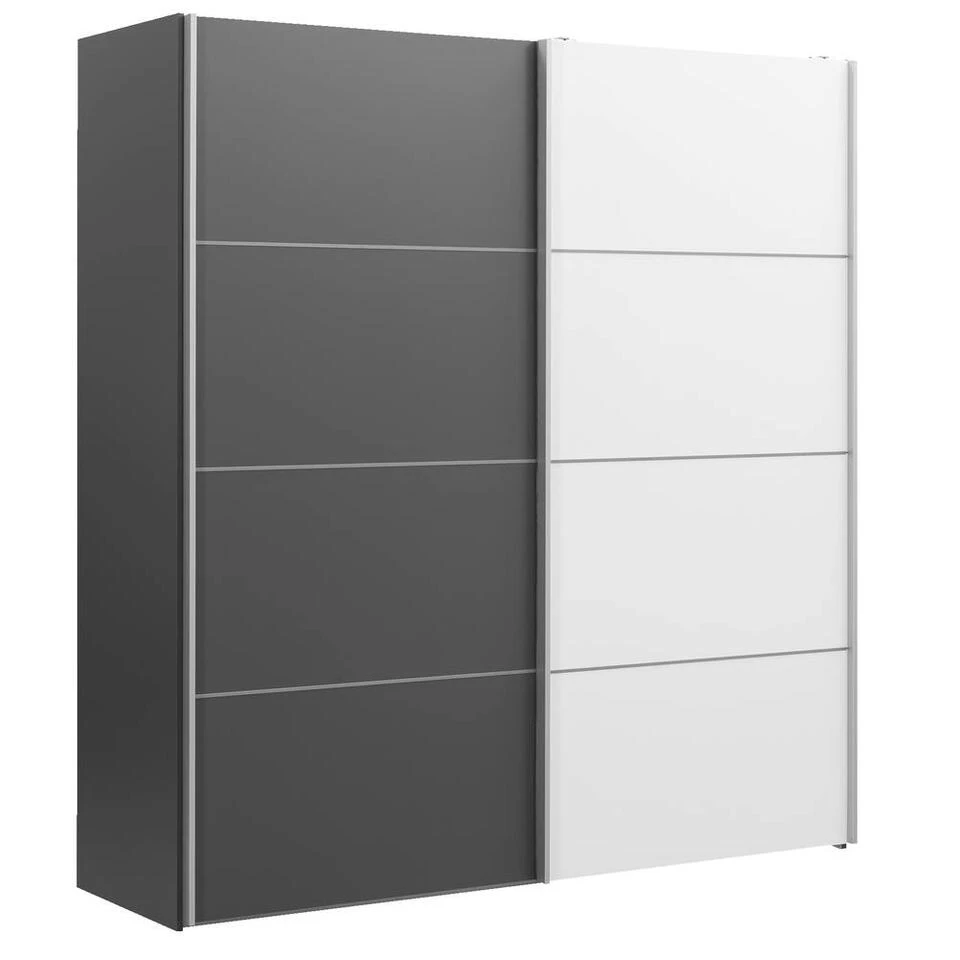 Schuifdeurkast Verona Antraciet - Antraciet/wit - 200x182x64 Cm 5 Schuifdeurkast Verona Antraciet - Antraciet/wit - 200x182x64 Cm - Afbeelding 3