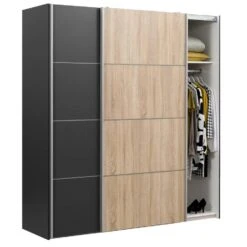 Schuifdeurkast Verona - Eikenkleur/antraciet - 200x182x64 Cm 9 Schuifdeurkast Verona - Eikenkleur/antraciet - 200x182x64 Cm -RoomStyle Verkoopwinkel 12403850 0330