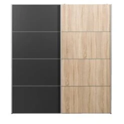Schuifdeurkast Verona - Eikenkleur/antraciet - 200x182x64 Cm