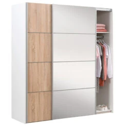 Schuifdeurkast Verona Wit - Eiken/spiegel - 200x182x64 Cm 9 Schuifdeurkast Verona Wit - Eiken/spiegel - 200x182x64 Cm -RoomStyle Verkoopwinkel 12403855 0330
