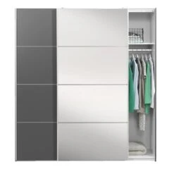 Schuifdeurkast Verona Antraciet - Antraciet/spiegel - 200x182x64 Cm -RoomStyle Verkoopwinkel 12403865 0140