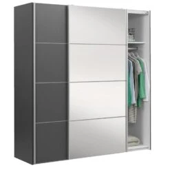 Schuifdeurkast Verona Antraciet - Antraciet/spiegel - 200x182x64 Cm -RoomStyle Verkoopwinkel 12403865 0330