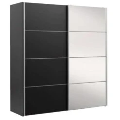 Schuifdeurkast Verona Antraciet - Zwart/spiegel - 200x182x64 Cm -RoomStyle Verkoopwinkel 12403875 0300 50