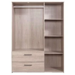Kledingkast Orleans 3 Deurs - Vergrijsd Eikenkleur - 201x145x58 Cm -RoomStyle Verkoopwinkel 12403930 0220