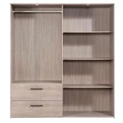 Kledingkast Orleans 4 Deurs - Vergrijsd Eikenkleur - 201x181x58 Cm -RoomStyle Verkoopwinkel 12403940 0220