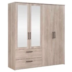 Kledingkast Orleans 4 Deurs - Vergrijsd Eikenkleur - 201x181x58 Cm -RoomStyle Verkoopwinkel 12403940 0300