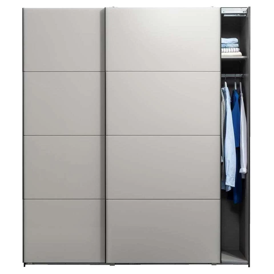 Schuifdeurkast Dallas Antraciet/grijs Softclose - 210x180x65 Cm 4 Schuifdeurkast Dallas Antraciet/grijs Softclose - 210x180x65 Cm - Afbeelding 2