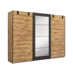 Schuifdeurkast Dex XL Met Spiegel - Eikenkleur/grafiet - 210x270x65 Cm -RoomStyle Verkoopwinkel 12403995 0300