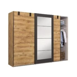 Schuifdeurkast Dex XL Met Spiegel - Eikenkleur/grafiet - 210x270x65 Cm -RoomStyle Verkoopwinkel 12403995 0330