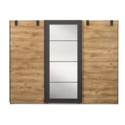 Schuifdeurkast Dex XL Met Spiegel - Eikenkleur/grafiet - 210x270x65 Cm