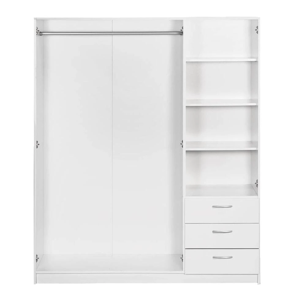 Kledingkast Varia 3-deurs - Wit - 175x146x50 Cm 4 Kledingkast Varia 3-deurs - Wit - 175x146x50 Cm - Afbeelding 2