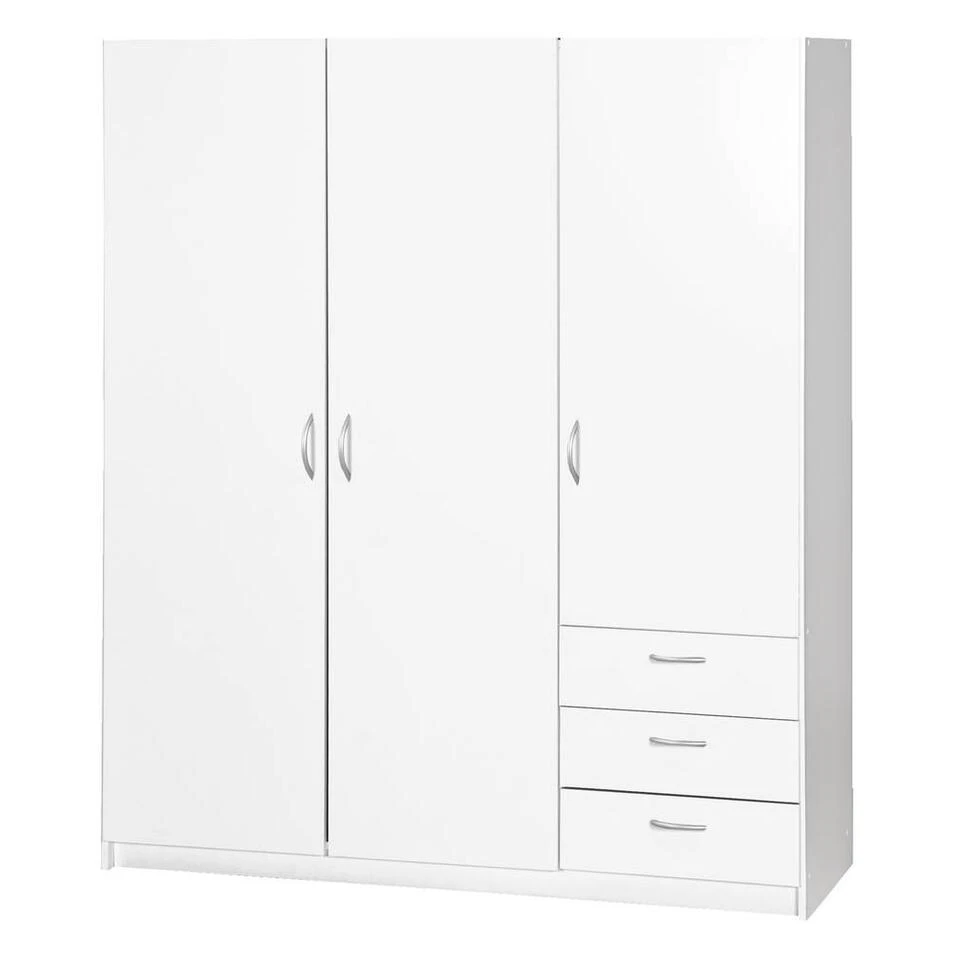 Kledingkast Varia 3-deurs - Wit - 175x146x50 Cm 5 Kledingkast Varia 3-deurs - Wit - 175x146x50 Cm - Afbeelding 3