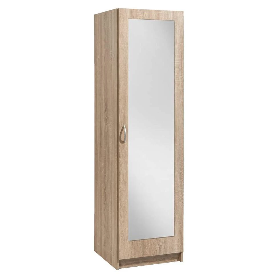 Kledingkast Varia 1-deurs Inclusief Spiegel - Licht Eiken - 175x49x50 Cm 5 Kledingkast Varia 1-deurs Inclusief Spiegel - Licht Eiken - 175x49x50 Cm - Afbeelding 3