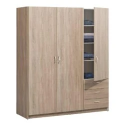 Kledingkast Varia 3-deurs - Licht Eiken - 175x146x50 Cm -RoomStyle Verkoopwinkel 12404050 0330