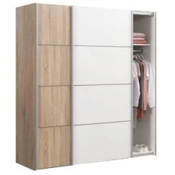 Schuifdeurkast Verona Eikenkleur - Eikenkleur/wit - 200x182x64 Cm -RoomStyle Verkoopwinkel 12404065 0330