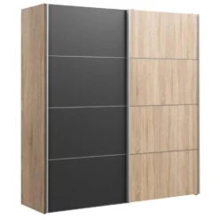 Schuifdeurkast Verona Eikenkleur - Eikenkleur/antraciet - 200x182x64 Cm -RoomStyle Verkoopwinkel 12404070 0300