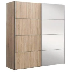 Schuifdeurkast Verona Eikenkleur - Eikenkleur/spiegel - 200x182x64 Cm -RoomStyle Verkoopwinkel 12404080 0300