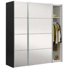 Schuifdeurkast Verona Zwart - Spiegel - 200x182x64 Cm -RoomStyle Verkoopwinkel 12404095 0330