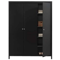 Kledingkast Madeira 3-deurs - Zwart - 199x150x58 Cm -RoomStyle Verkoopwinkel 12404115 0141